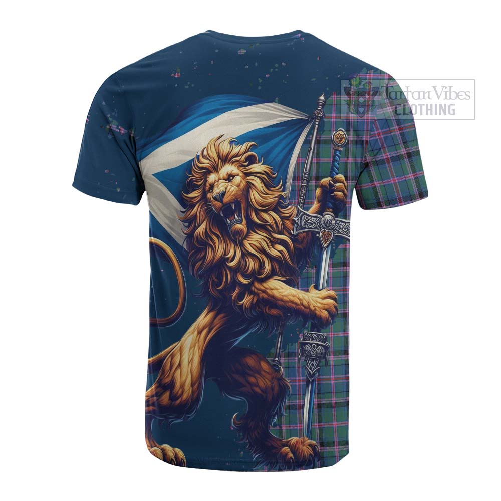 Tartan Vibes Clothing Cooper Tartan Family Crest Cotton T-shirt with Scottish Majestic Lion