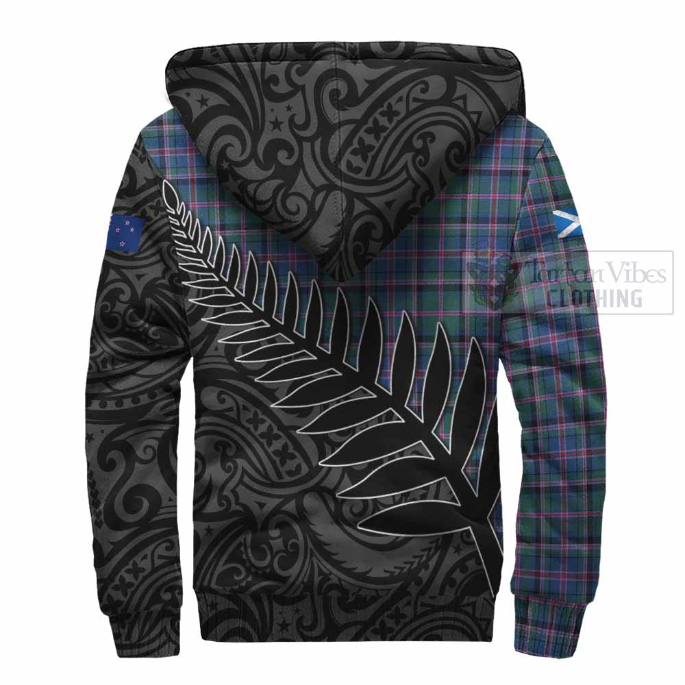 Tartan Vibes Clothing Cooper Crest Tartan Sherpa Hoodie with New Zealand Silver Fern Half Style