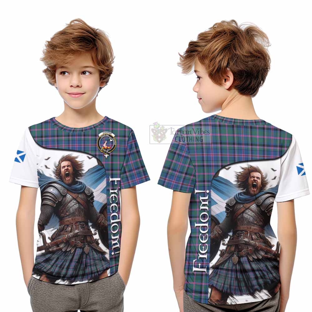 Tartan Vibes Clothing Cooper Crest Tartan Kid T-Shirt Inspired by the Freedom of Scottish Warrior