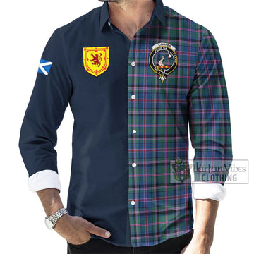 Cooper Tartan Long Sleeve Button Shirt Alba with Scottish Lion Royal Arm Half Style