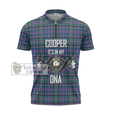 Cooper Tartan Zipper Polo Shirt with Family Crest DNA In Me Style