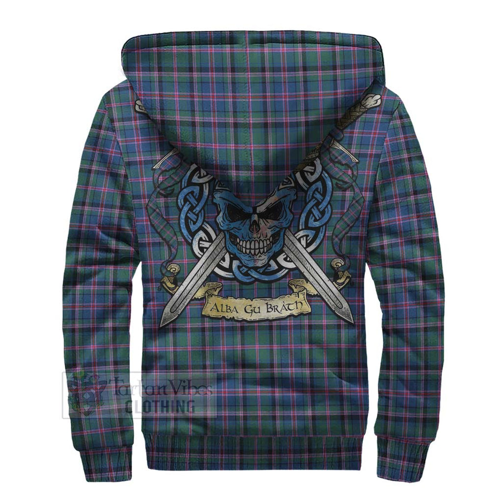 Tartan Vibes Clothing Cooper Tartan Sherpa Hoodie with Family Crest Celtic Skull Style