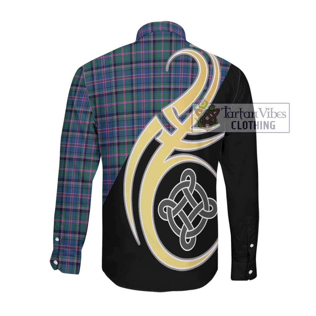 Cooper Tartan Long Sleeve Button Shirt with Family Crest and Celtic Symbol Style Men's Shirt - Tartan Vibes Clothing