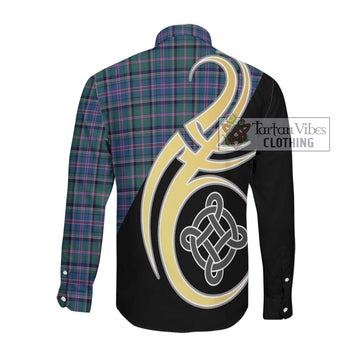 Cooper Tartan Long Sleeve Button Shirt with Family Crest and Celtic Symbol Style