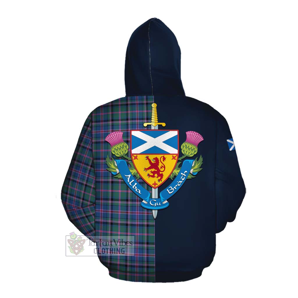 Tartan Vibes Clothing Cooper Tartan Cotton Hoodie Alba with Scottish Lion Royal Arm Half Style