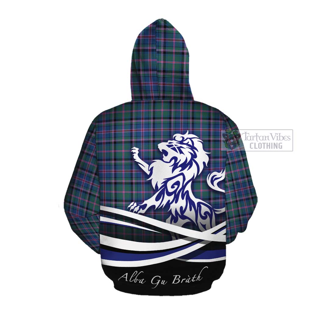 Tartan Vibes Clothing Cooper Tartan Cotton Hoodie with Alba Gu Brath Regal Lion Emblem