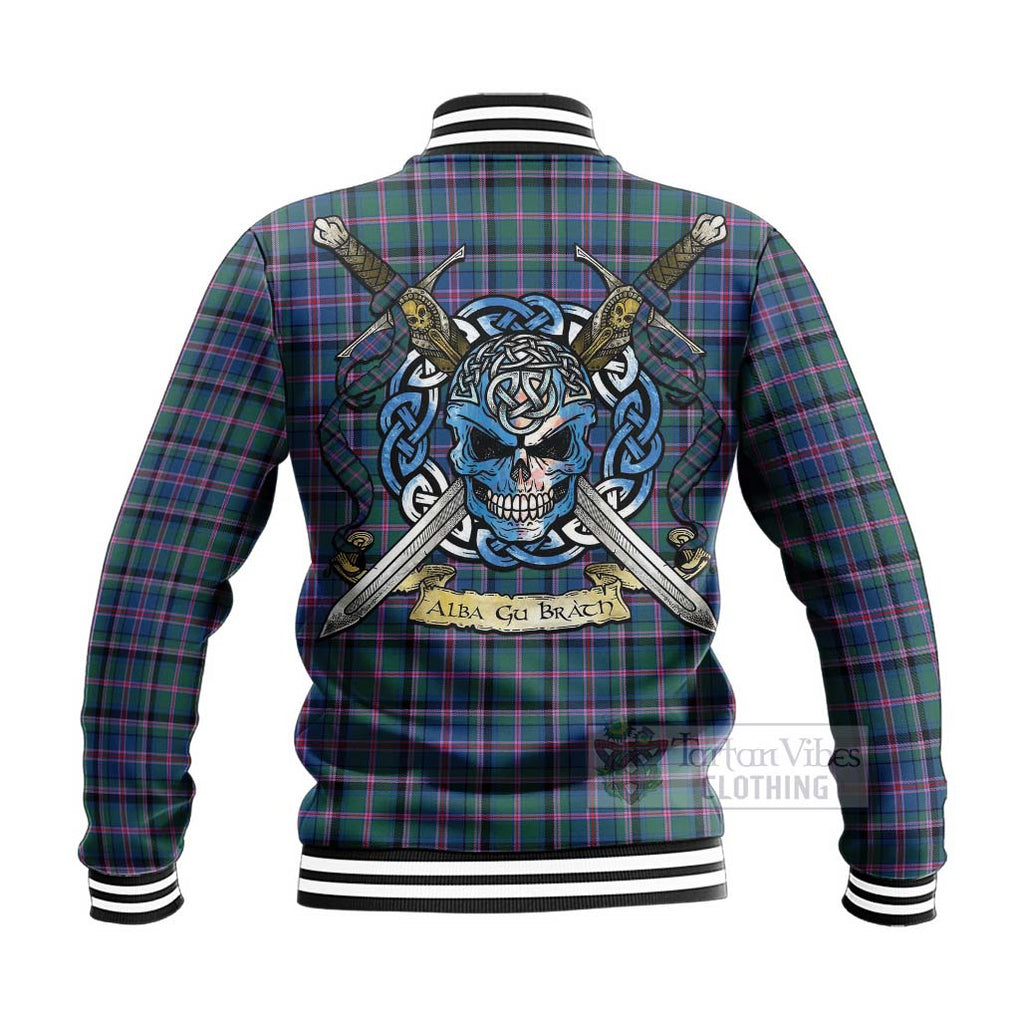 Tartan Vibes Clothing Cooper Tartan Baseball Jacket with Family Crest Celtic Skull Style