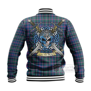 Cooper Tartan Baseball Jacket with Family Crest Celtic Skull Style