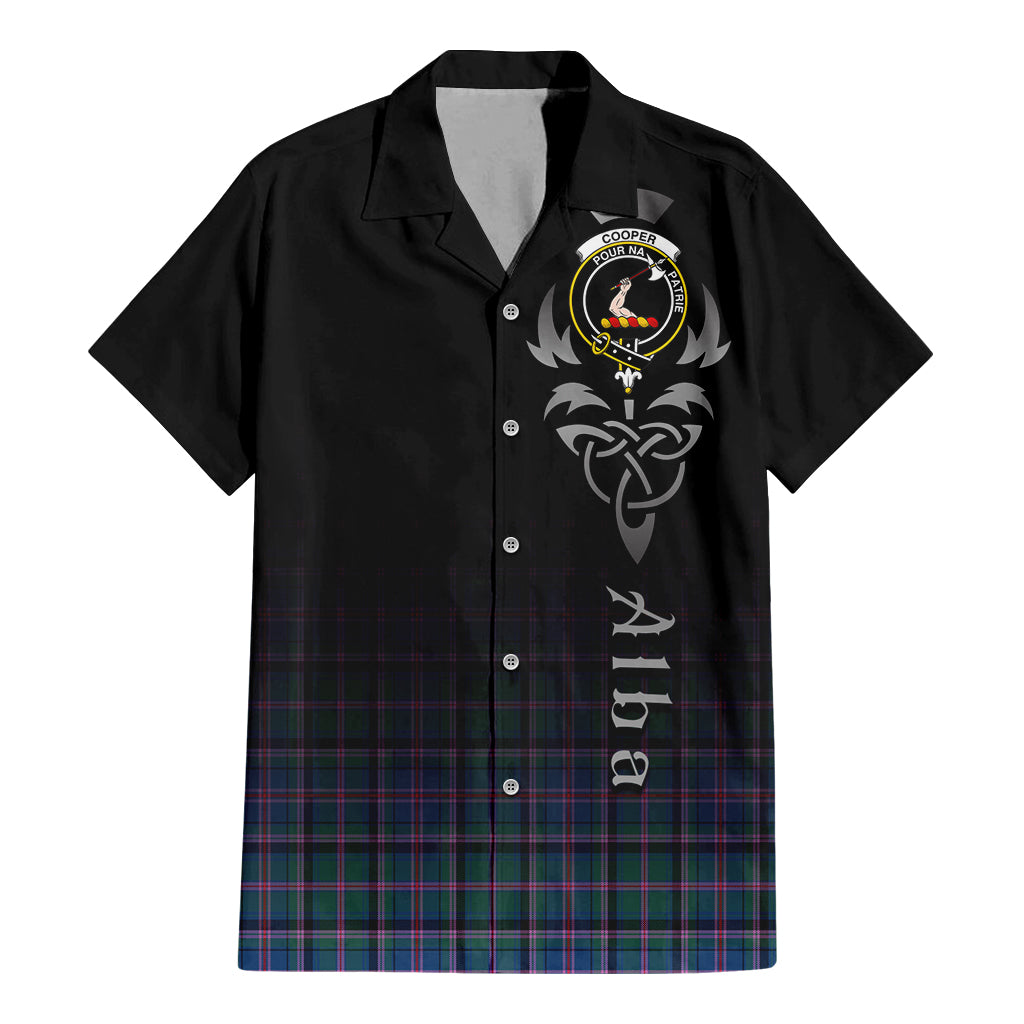 Tartan Vibes Clothing Cooper Tartan Short Sleeve Button Up Featuring Alba Gu Brath Family Crest Celtic Inspired