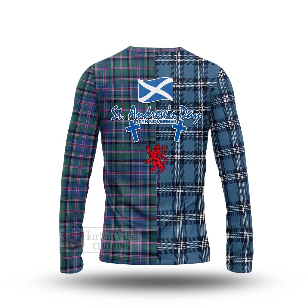 Tartan Vibes Clothing Cooper Tartan Long Sleeve T-Shirt Happy St. Andrew's Day Half Tartan Style