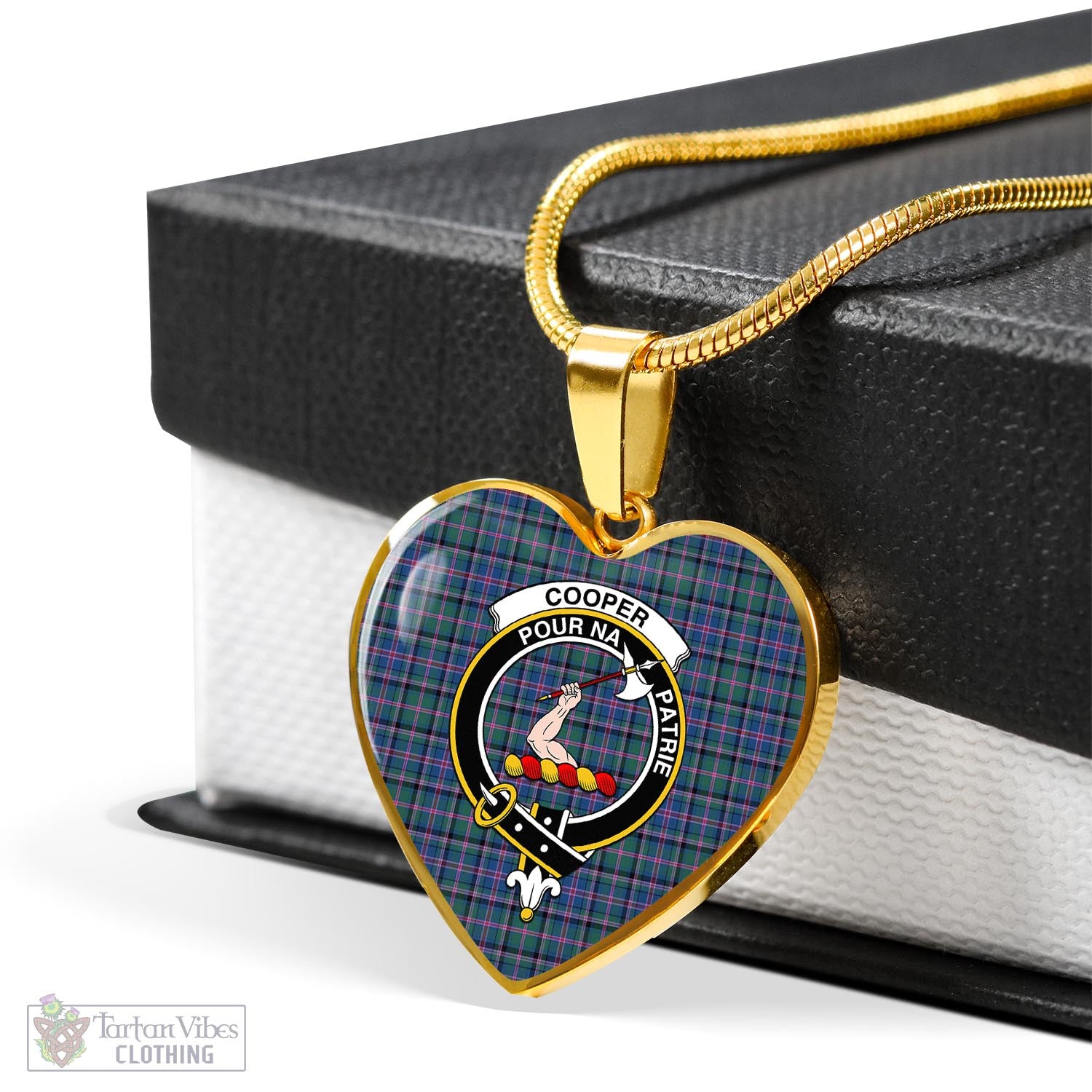 Tartan Vibes Clothing Cooper Tartan Heart Necklace with Family Crest