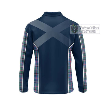 Cooper Tartan Long Sleeve Polo Shirt with Family Crest and Lion Rampant Vibes Sport Style