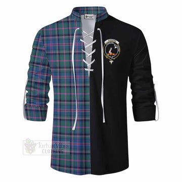 Cooper Tartan Ghillie Kilt Shirt with Family Crest and Half Of Me Style