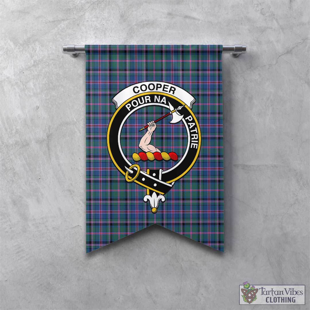 Tartan Vibes Clothing Cooper Tartan Gonfalon, Tartan Banner with Family Crest