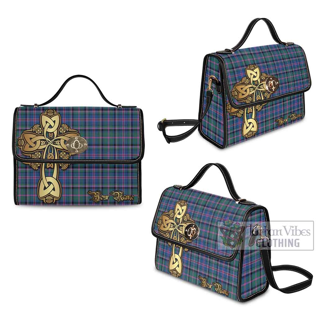 Tartan Vibes Clothing Cooper Tartan Waterproof Canvas Bag Golden Thistle Celtic Cross Style