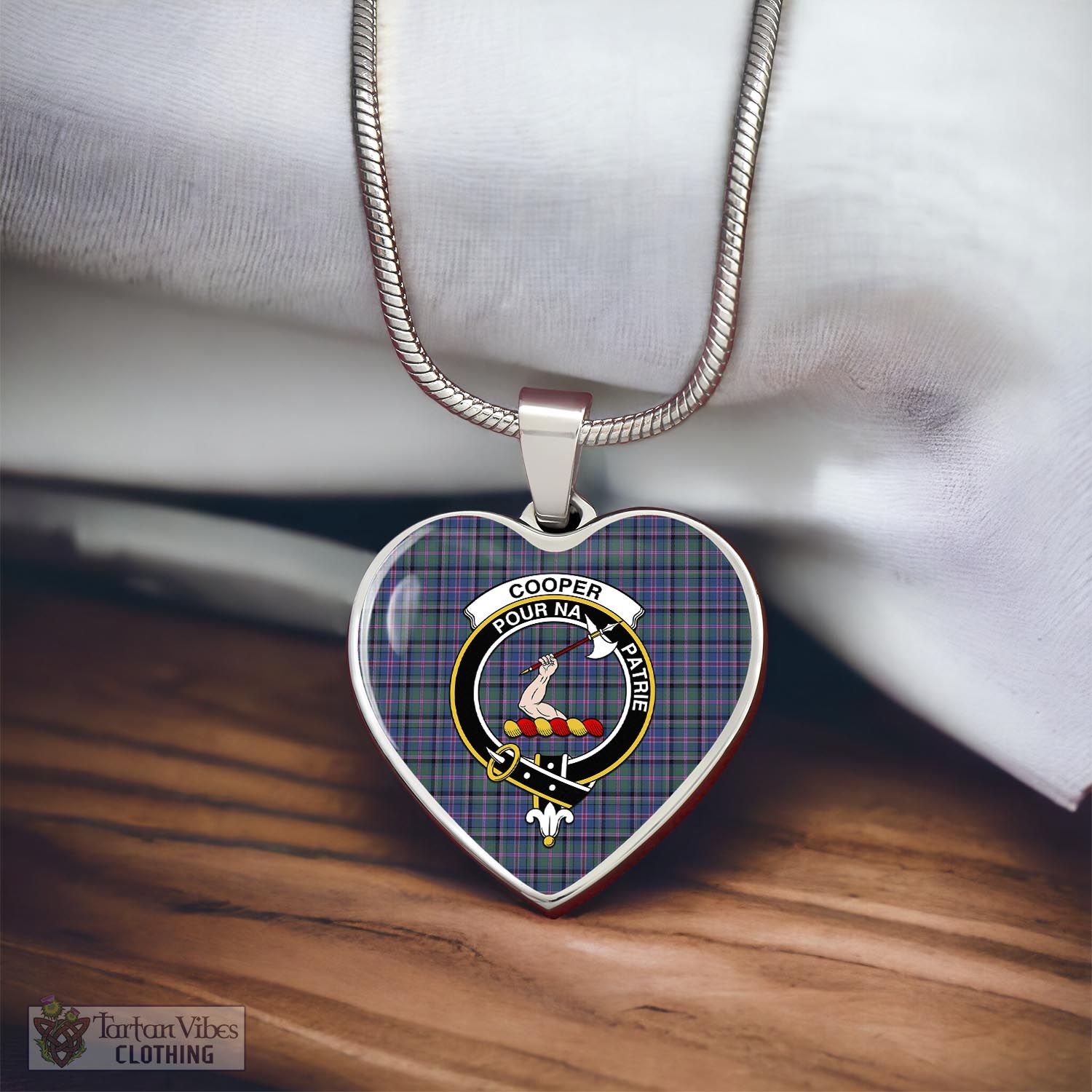 Tartan Vibes Clothing Cooper Tartan Heart Necklace with Family Crest