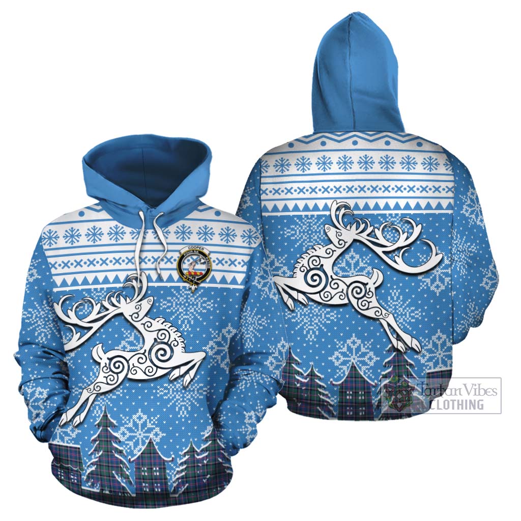 Tartan Vibes Clothing Cooper Clan Christmas Cotton Hoodie Celtic Reindeer Style