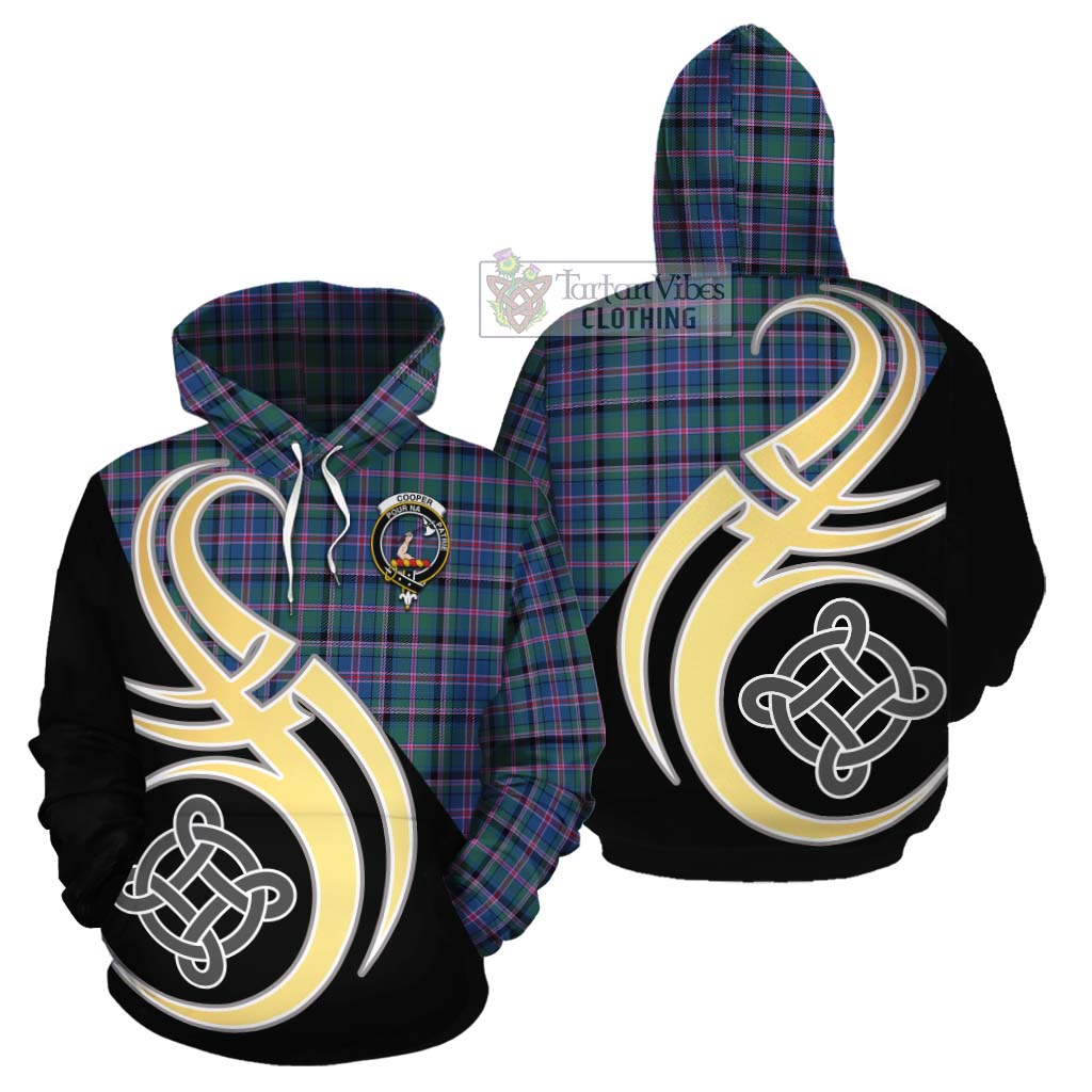 Tartan Vibes Clothing Cooper Tartan Cotton Hoodie with Family Crest and Celtic Symbol Style