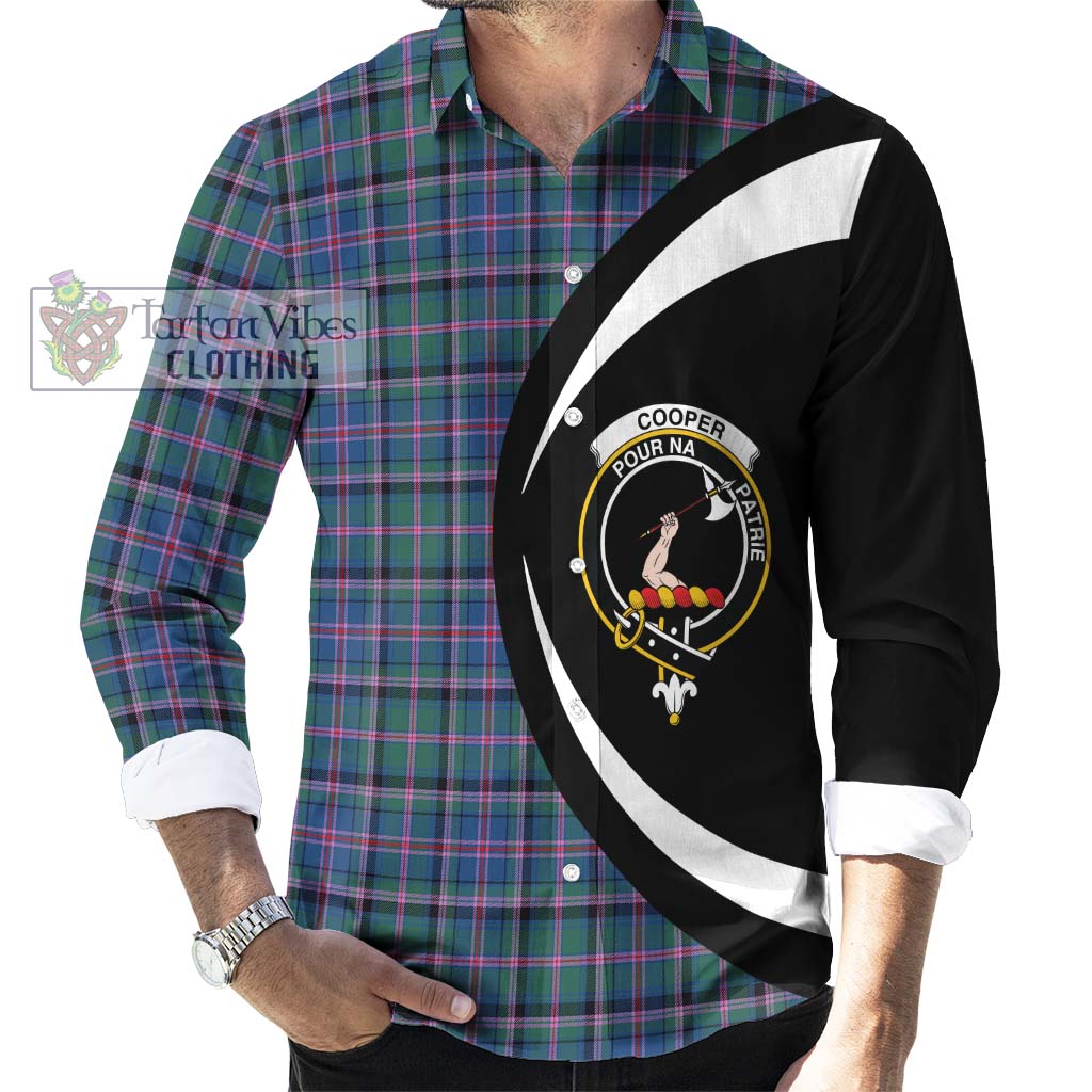 Cooper Tartan Long Sleeve Button Up with Family Crest Circle Style - Tartan Vibes Clothing