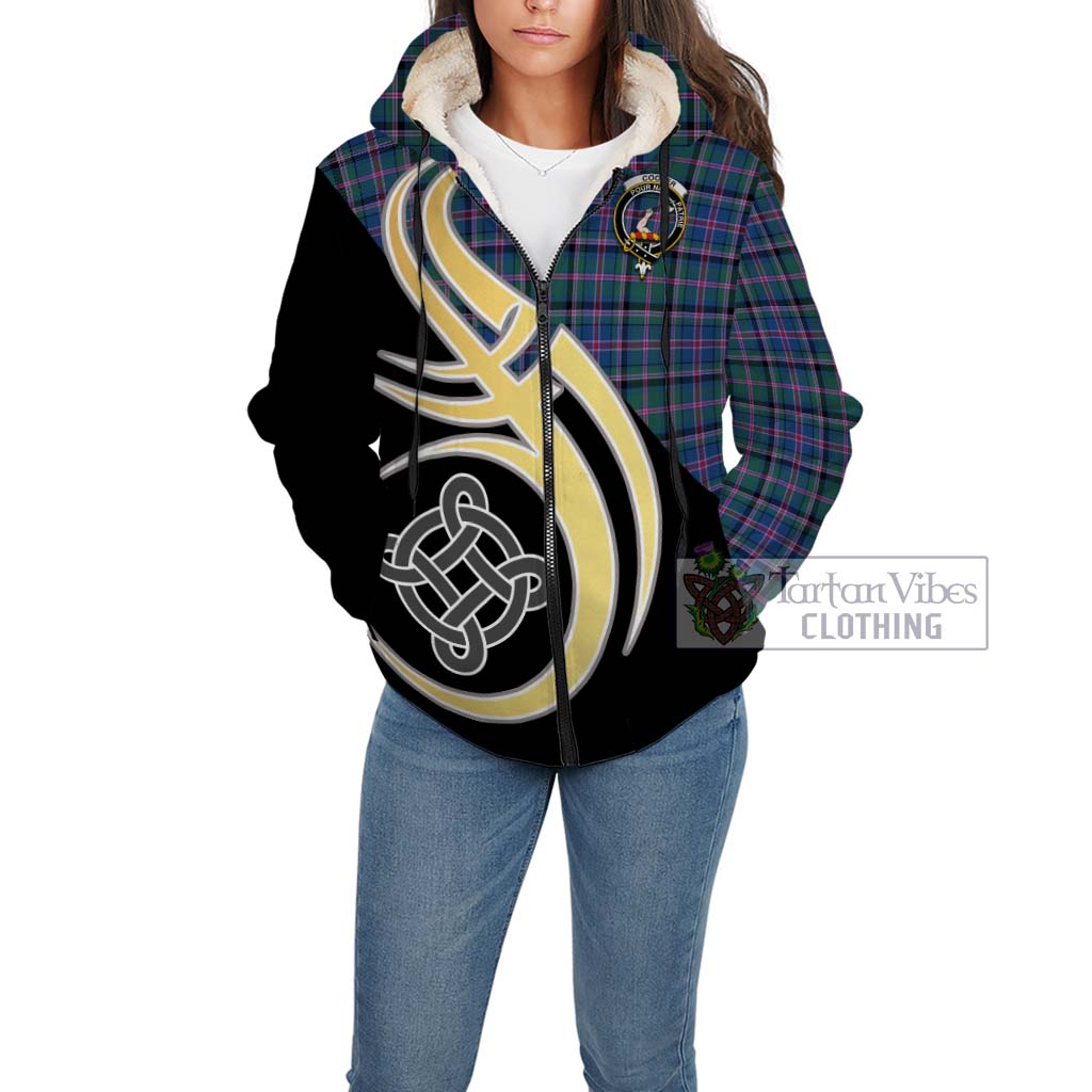 Cooper Tartan Sherpa Hoodie with Family Crest and Celtic Symbol Style Unisex - Tartan Vibes Clothing