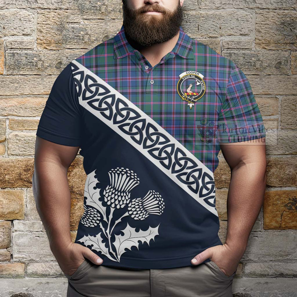 Cooper Tartan Polo Shirt Featuring Thistle and Scotland Map