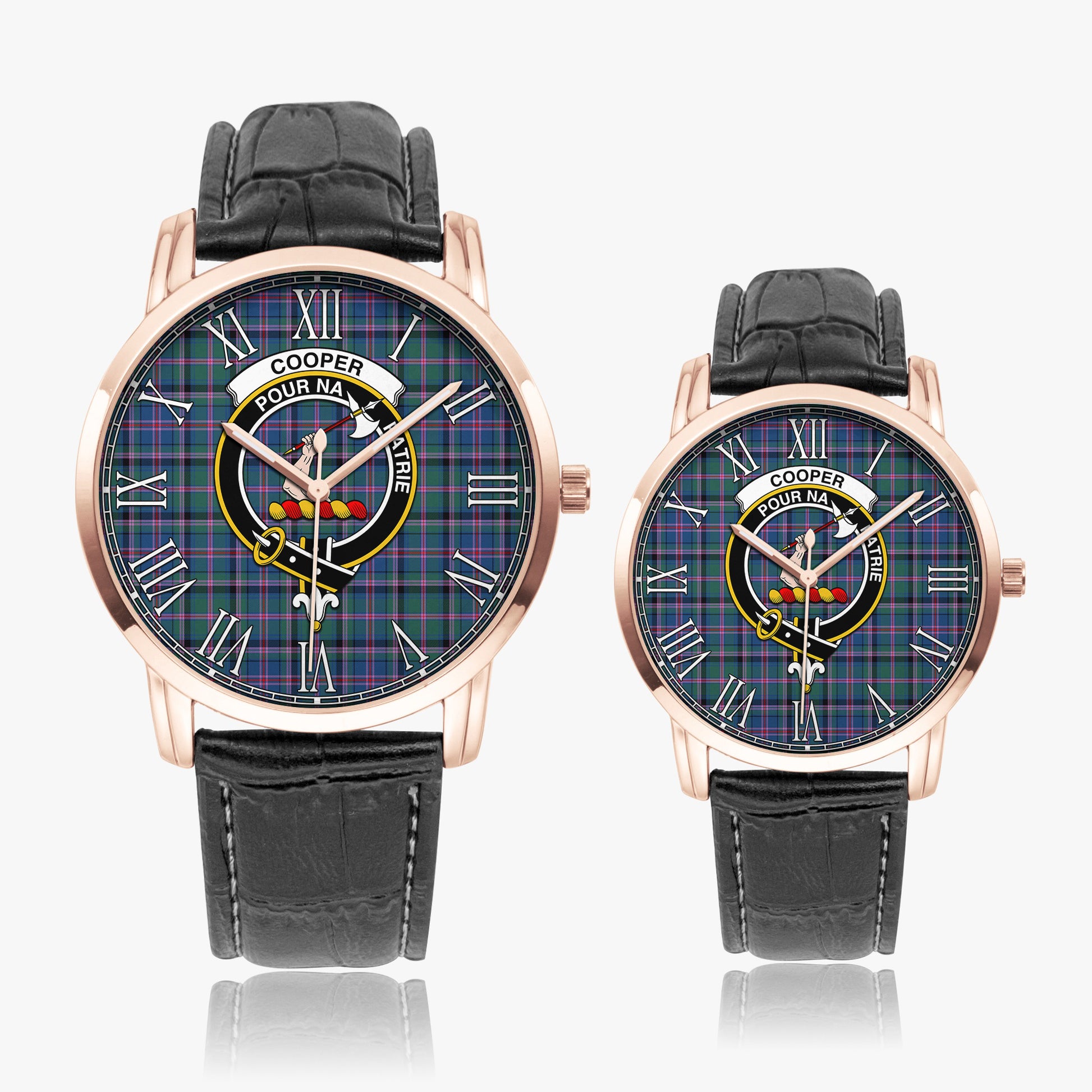 Cooper Tartan Family Crest Leather Strap Quartz Watch - Tartanvibesclothing