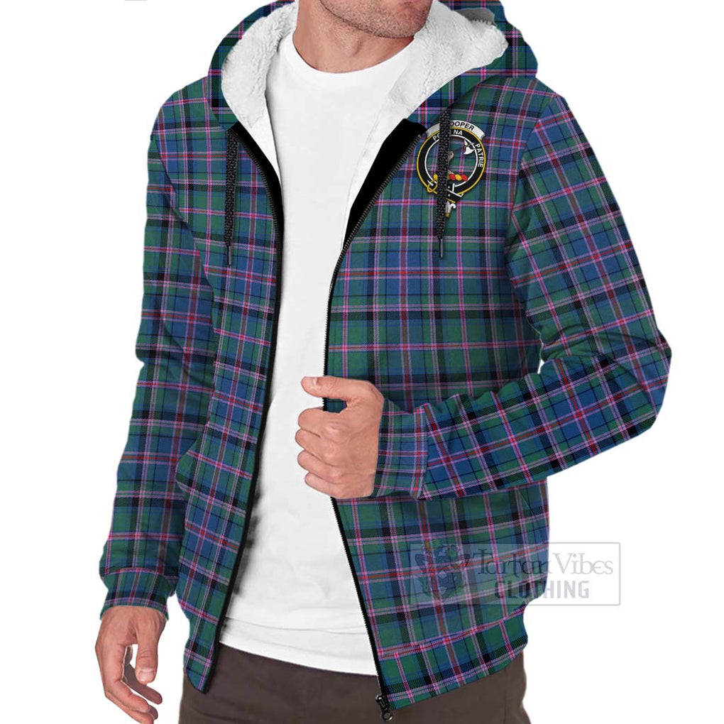 Tartan Vibes Clothing Cooper Tartan Sherpa Hoodie with Family Crest Celtic Skull Style