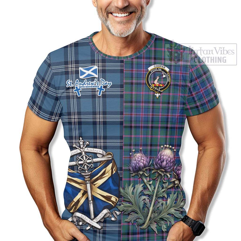 Tartan Vibes Clothing Cooper Tartan T-Shirt Happy St. Andrew's Day Half Tartan Style