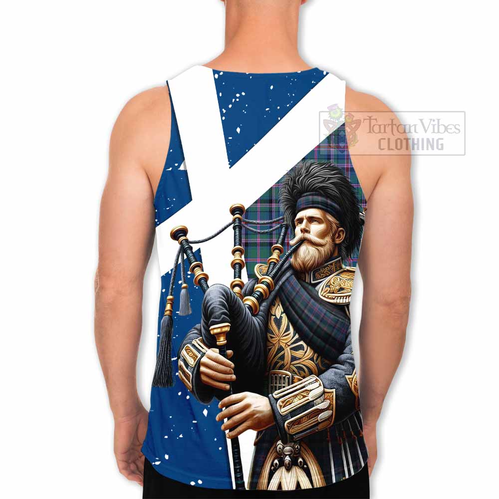 Cooper Tartan Men's Tank Top with Family Crest Scottish Bagpiper Vibes