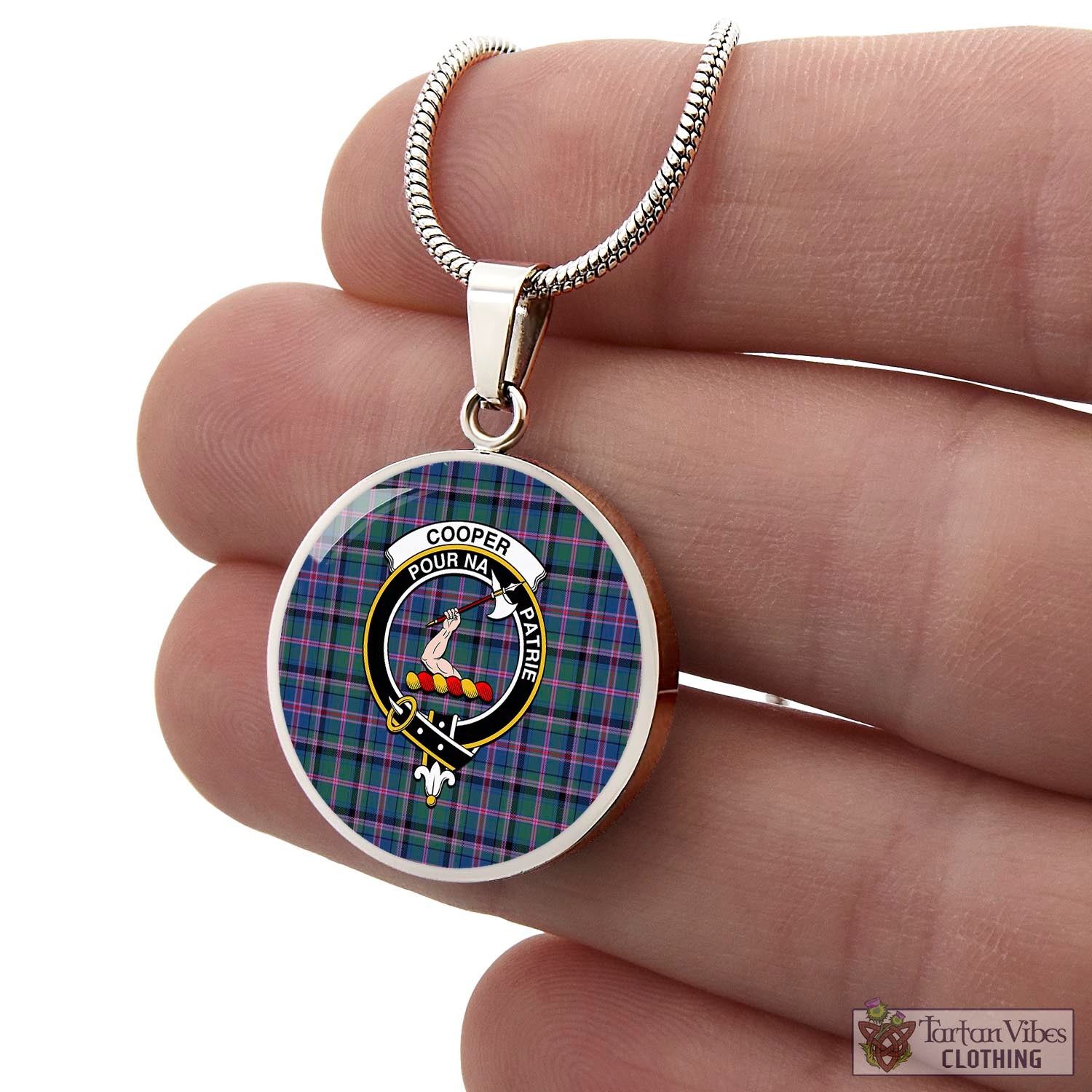 Tartan Vibes Clothing Cooper Tartan Circle Necklace with Family Crest