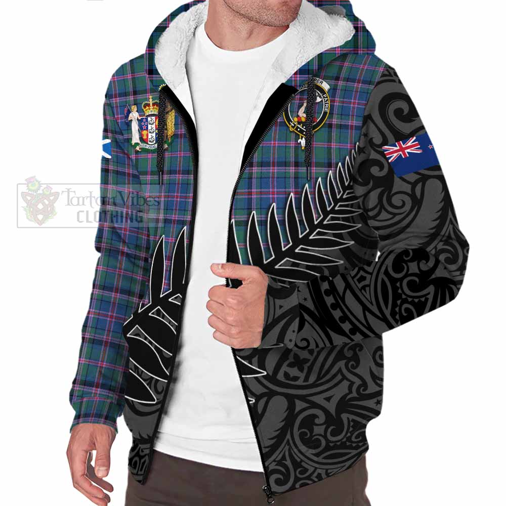 Tartan Vibes Clothing Cooper Crest Tartan Sherpa Hoodie with New Zealand Silver Fern Half Style