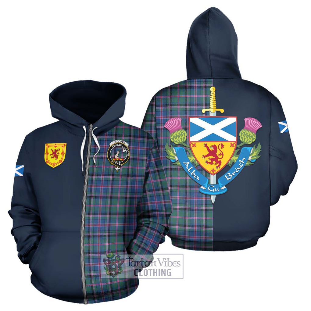 Tartan Vibes Clothing Cooper Tartan Hoodie with Scottish Lion Royal Arm Half Style