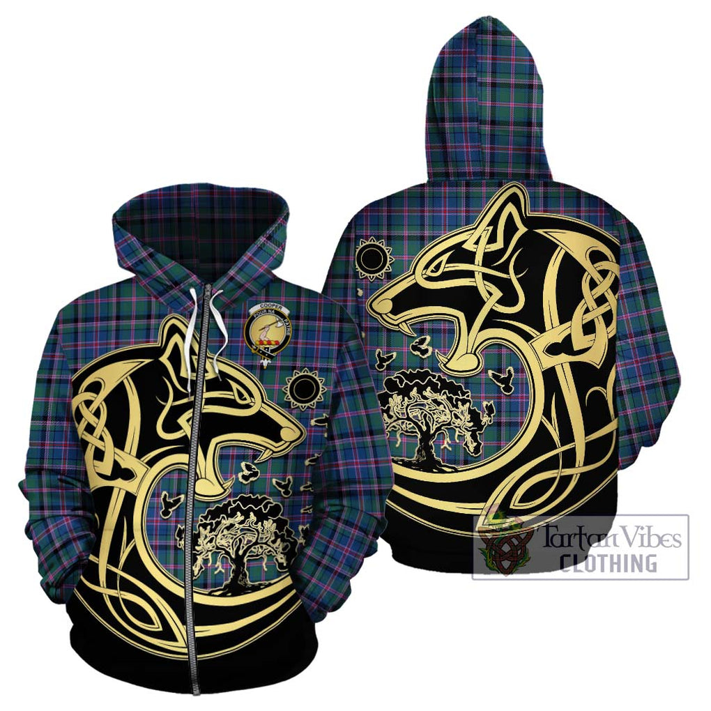 Cooper Tartan Hoodie with Family Crest Celtic Wolf Style - Tartan Vibes Clothing