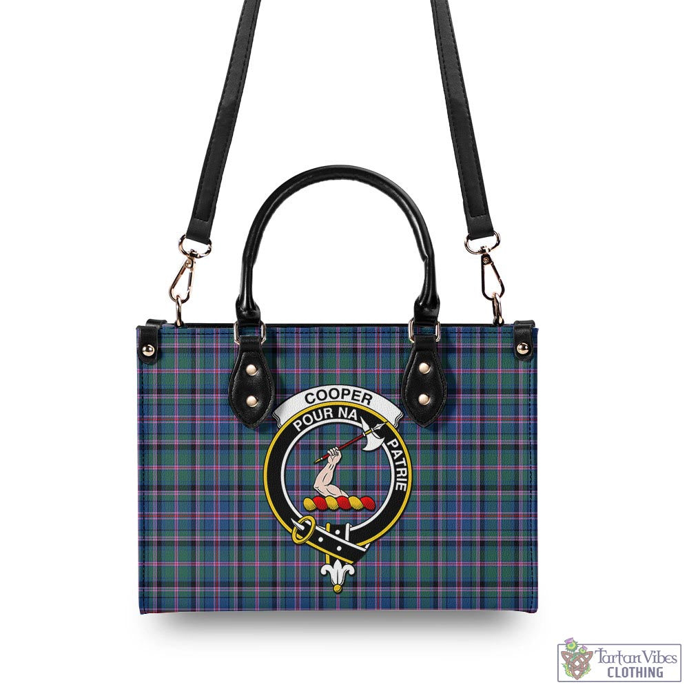 Tartan Vibes Clothing Cooper Tartan Luxury Leather Handbags with Family Crest