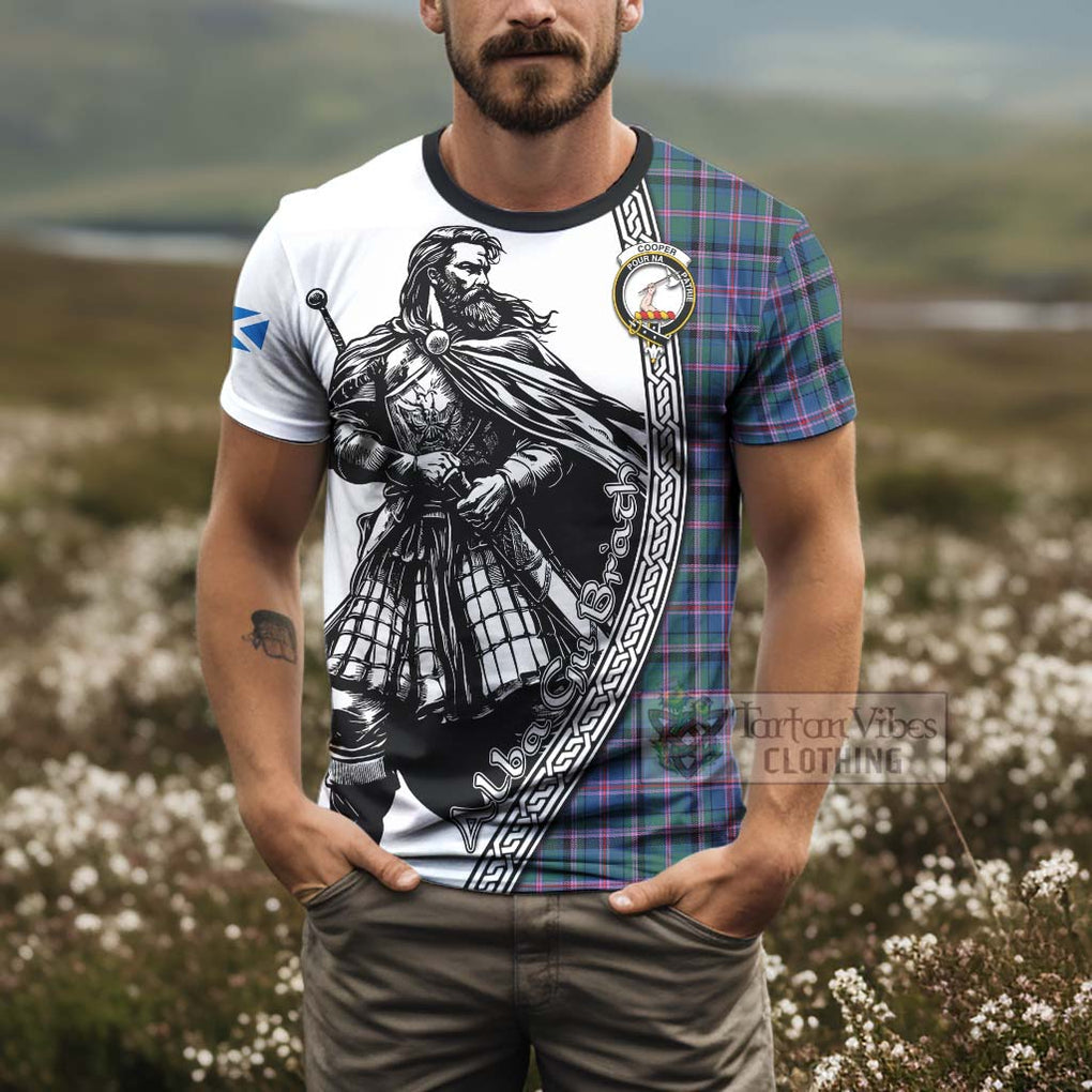 Tartan Vibes Clothing Cooper Tartan Clan Crest T-Shirt with Highlander Warrior Celtic Style