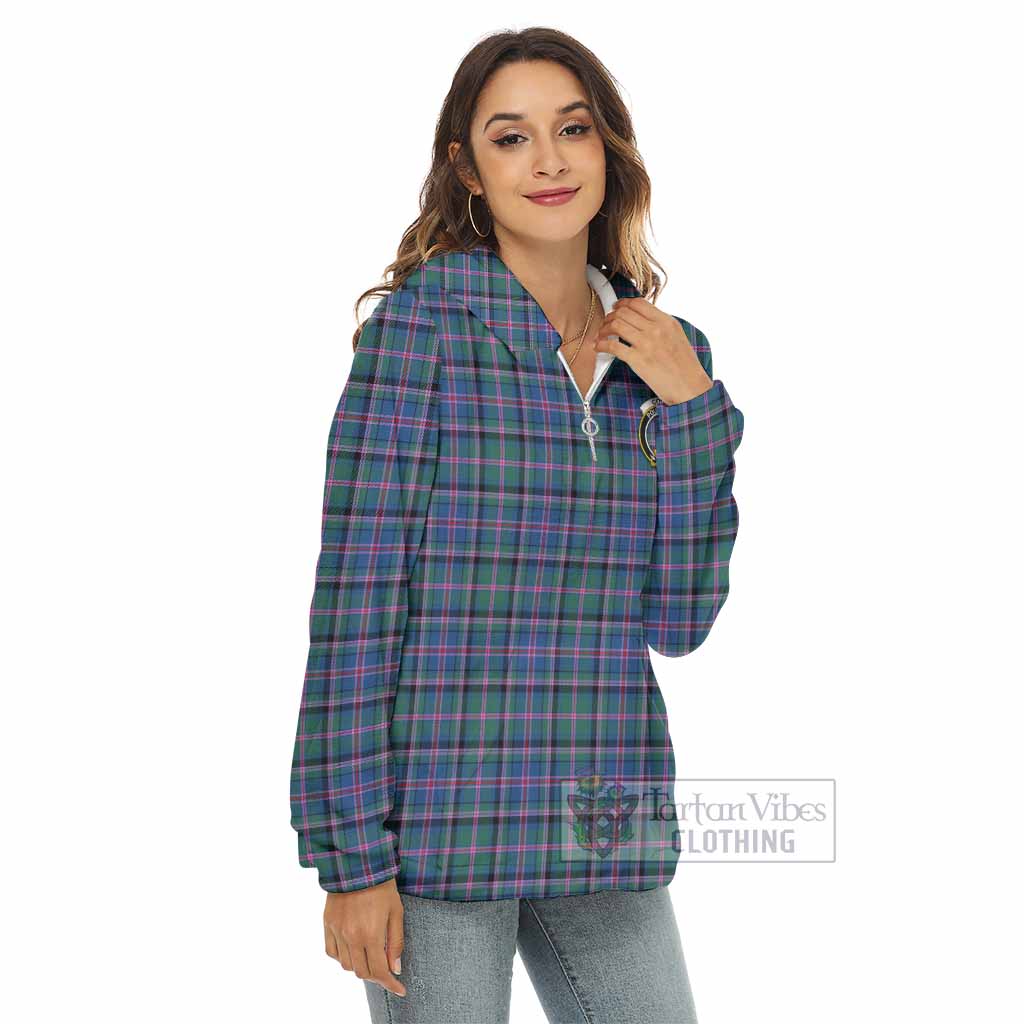 Tartan Vibes Clothing Cooper Tartan Crest Women's Borg  Half Zip Fleece Hoodie