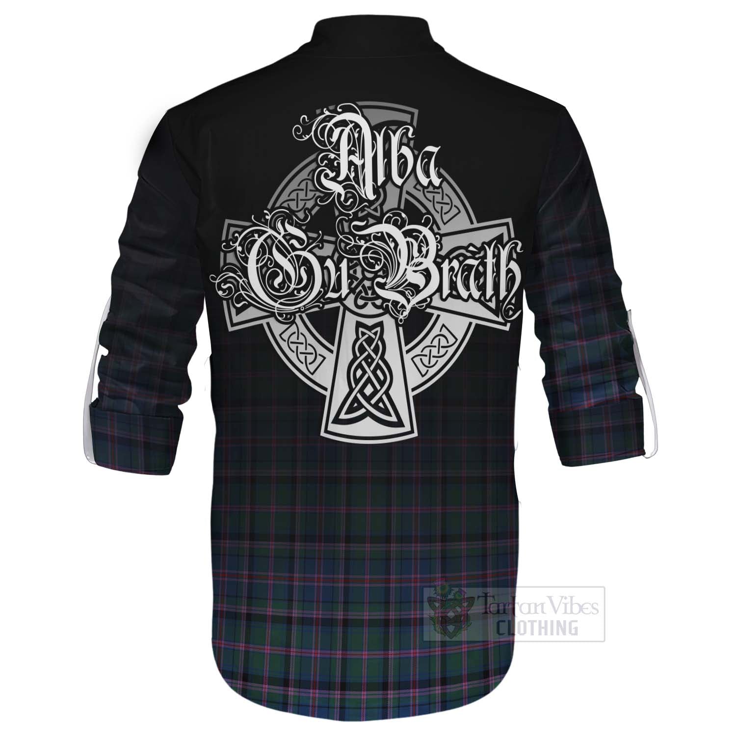 Tartan Vibes Clothing Cooper Tartan Ghillie Kilt Shirt Featuring Alba Gu Brath Family Crest Celtic Inspired