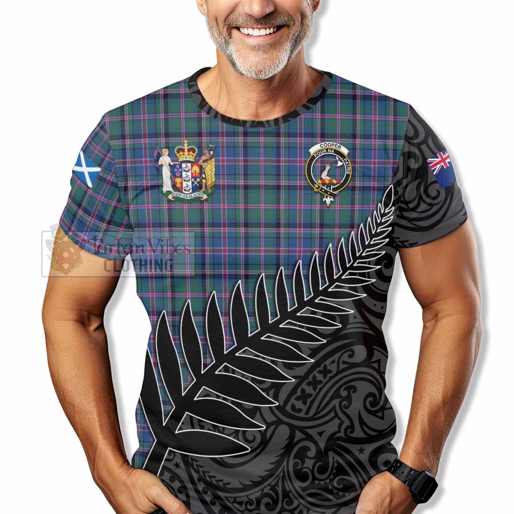 Tartan Vibes Clothing Cooper Crest Tartan T-Shirt with New Zealand Silver Fern Half Style