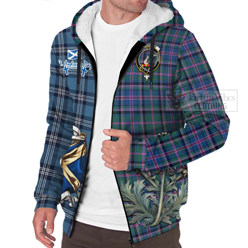 Tartan Vibes Clothing Cooper Tartan Sherpa Hoodie Happy St. Andrew's Day Half Tartan Style