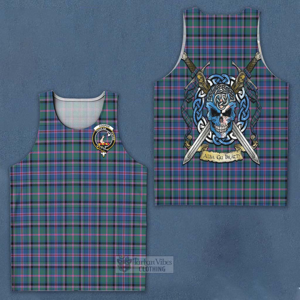 Tartan Vibes Clothing Cooper Tartan Men's Tank Top with Family Crest Celtic Skull Style