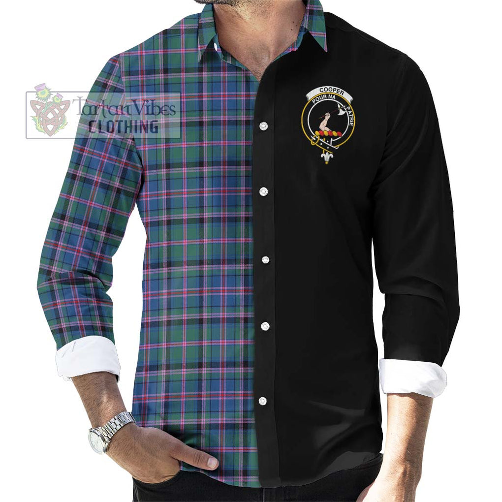 Cooper Tartan Long Sleeve Button Shirt with Family Crest and Half Of Me Style - Tartanvibesclothing Shop