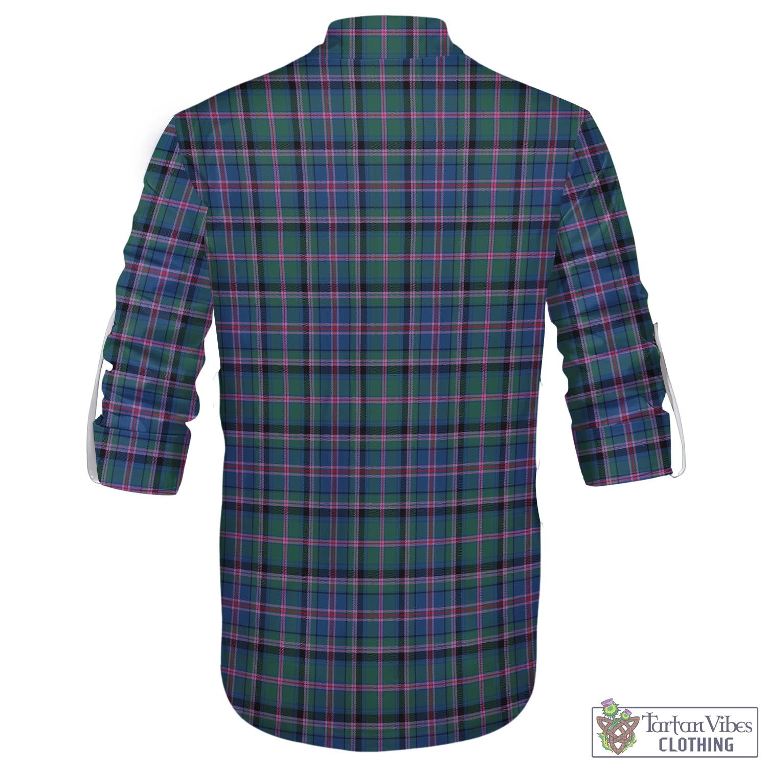 Tartan Vibes Clothing Cooper Tartan Men's Scottish Traditional Jacobite Ghillie Kilt Shirt with Family Crest