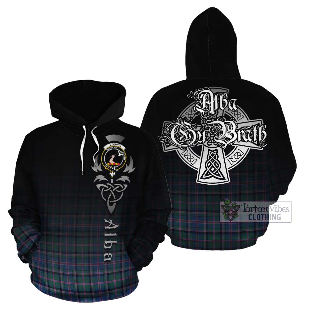 Tartan Vibes Clothing Cooper Tartan Cotton Hoodie Featuring Alba Gu Brath Family Crest Celtic Inspired