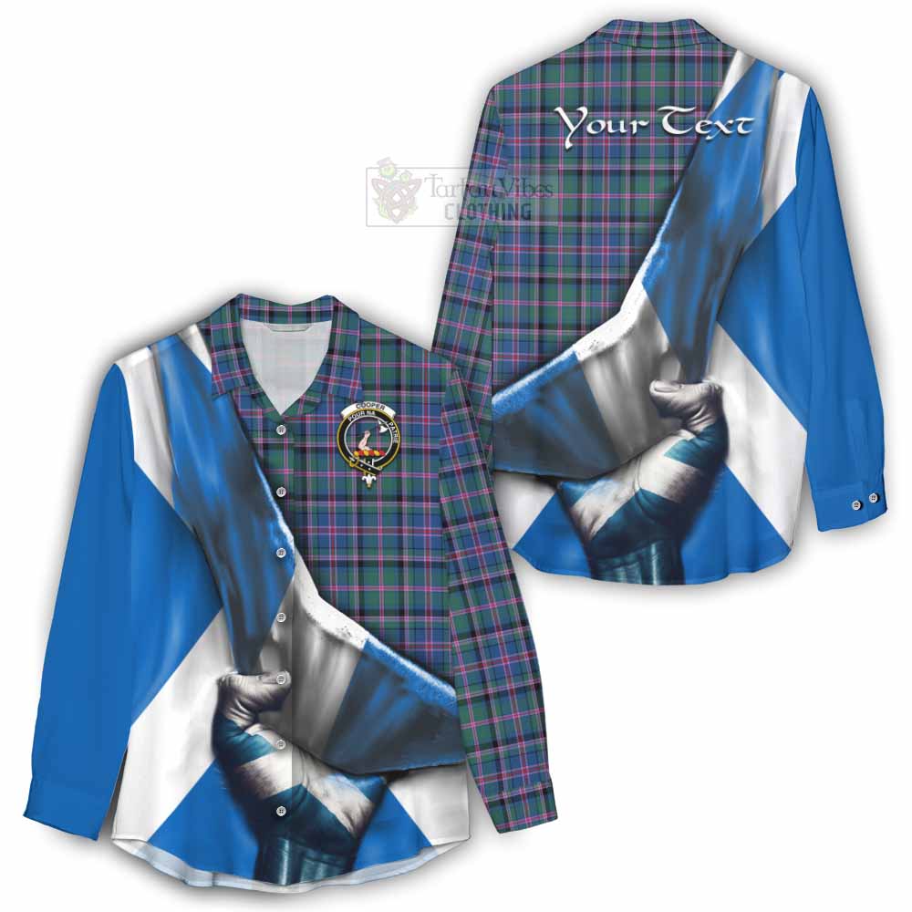 Tartan Vibes Clothing Cooper Tartan Women's Casual Shirt with Family Crest Scotland Patriotic Style