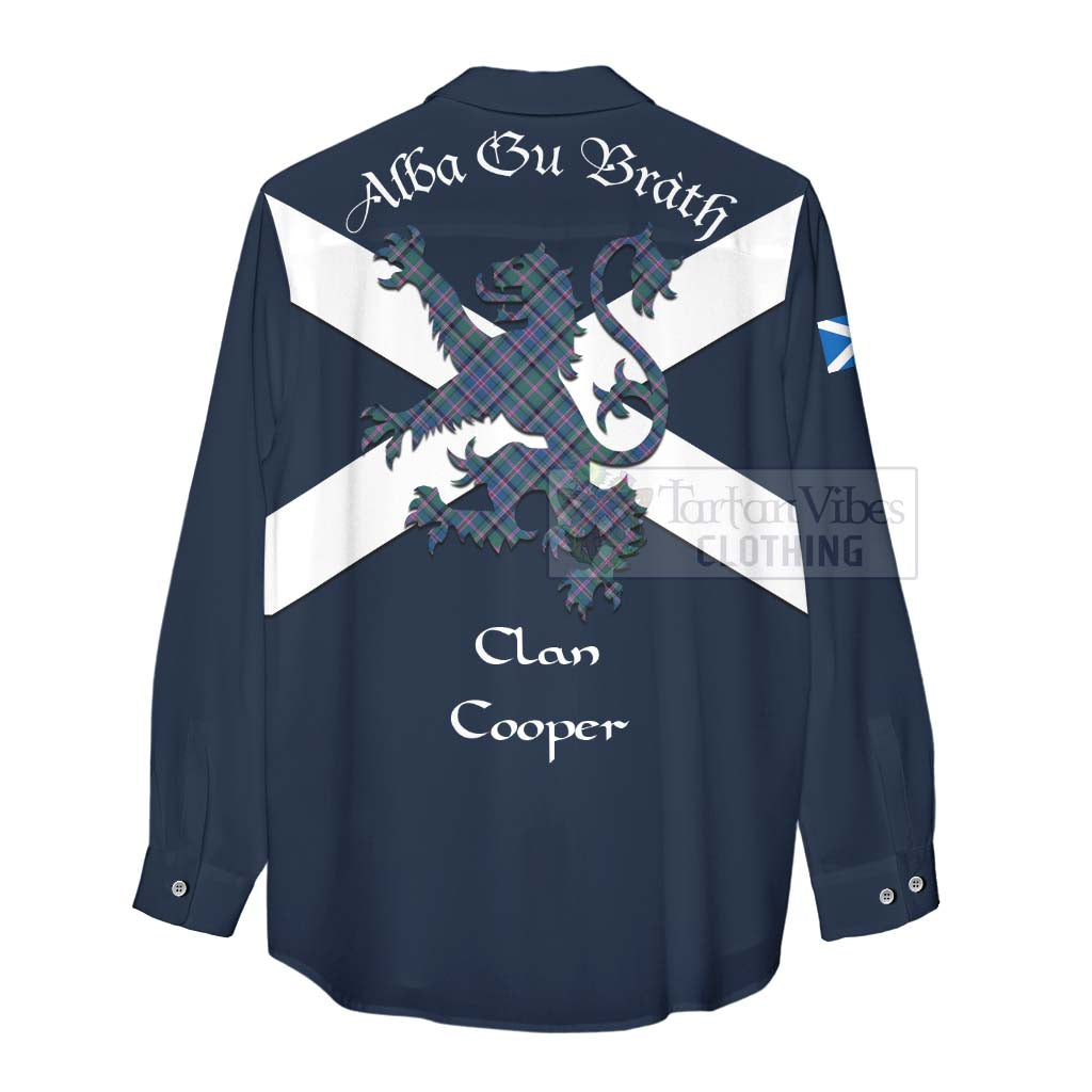 Tartan Vibes Clothing Cooper Tartan Lion Rampant Women's Casual Shirt Proudly Display Your Heritage with Alba Gu Brath and Clan Name