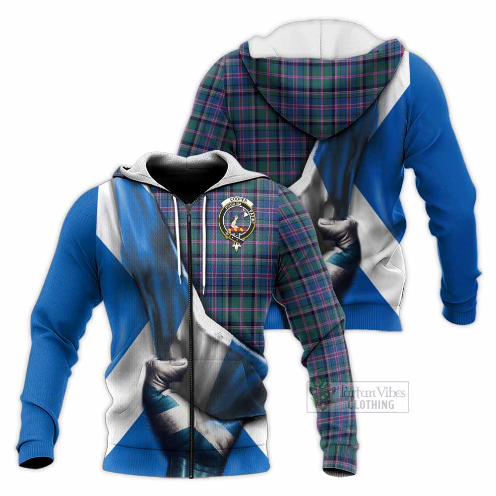 Tartan Vibes Clothing Cooper Tartan Knitted Hoodie with Family Crest Scotland Patriotic Style