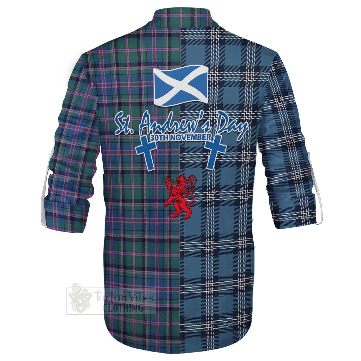 Tartan Vibes Clothing Cooper Tartan Ghillie Kilt Shirt Happy St. Andrew's Day Half Tartan Style