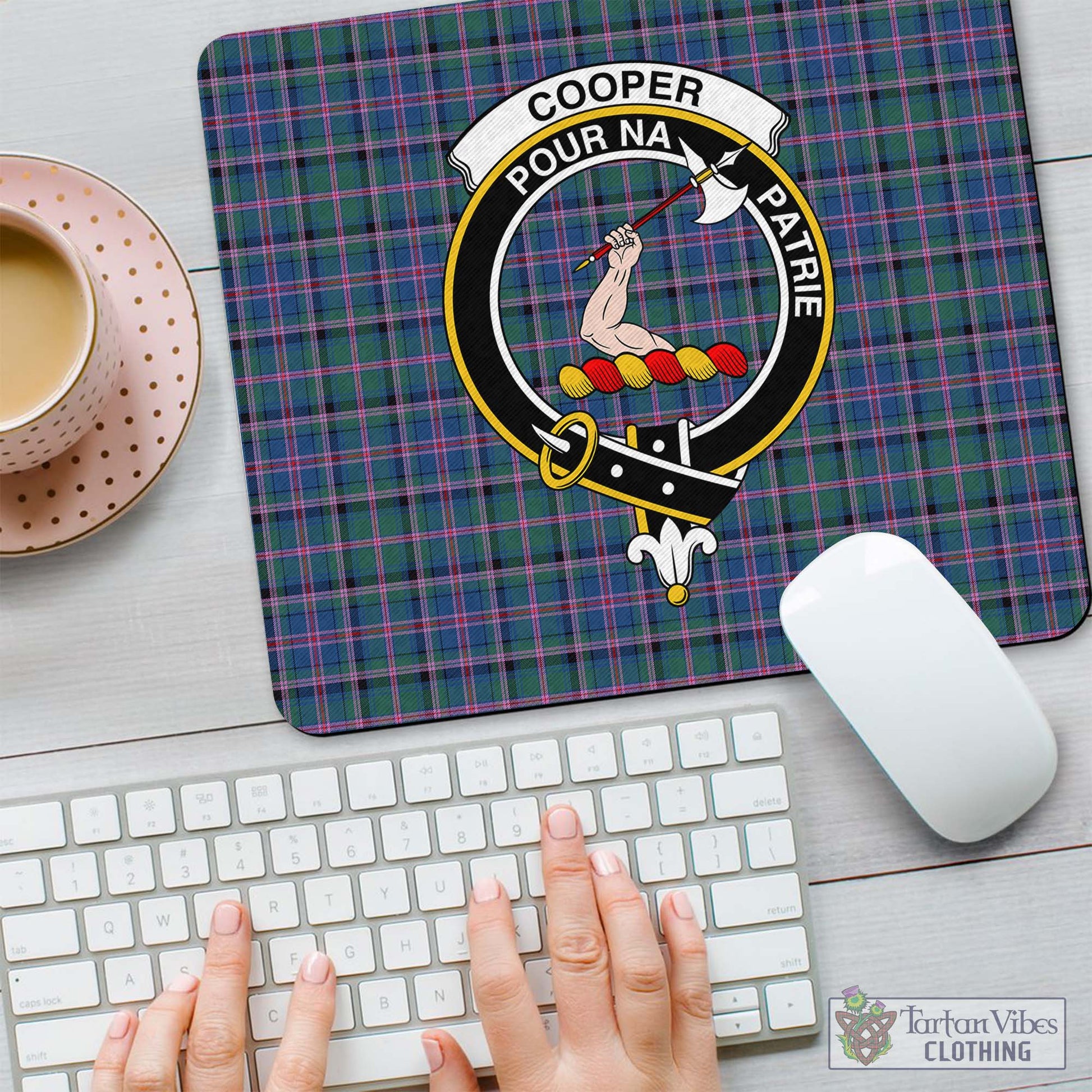 Tartan Vibes Clothing Cooper Tartan Mouse Pad with Family Crest