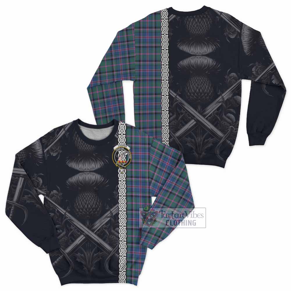 Tartan Vibes Clothing Cooper Tartan Sweatshirt with Family Crest Cross Sword Thistle Celtic Vibes