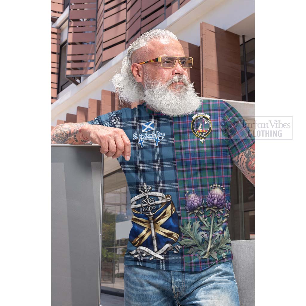 Tartan Vibes Clothing Cooper Tartan Cotton T-shirt Happy St. Andrew's Day Half Tartan Style